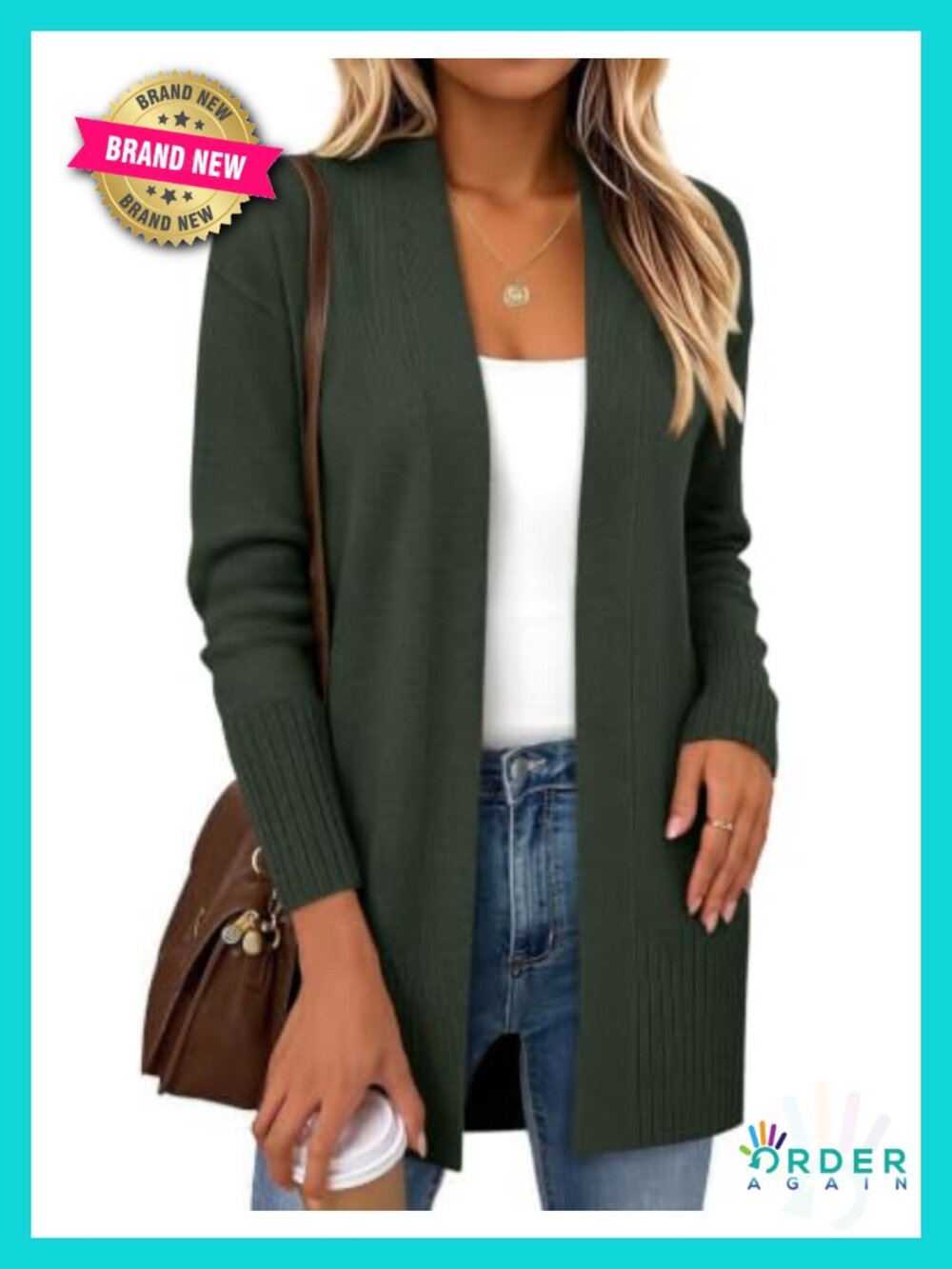 Open Front Cardigan Long Sleeve V-Neck Lightweight Knit Sweater Loose Fit
